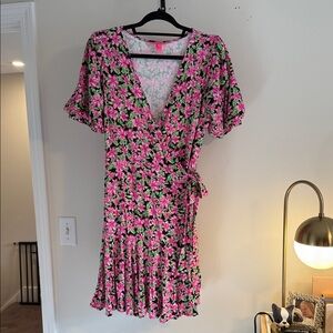 Lilly Pulitzer Floral Wrap Dress Size Large